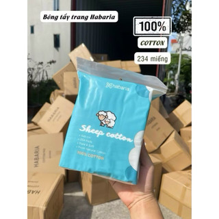 Bông Tẩy Trang Habaria Sheep Cotton 234 Miếng mềm mại, bền bỉ, làm sạch sâu, mẫu mới siêu tiện lợi.