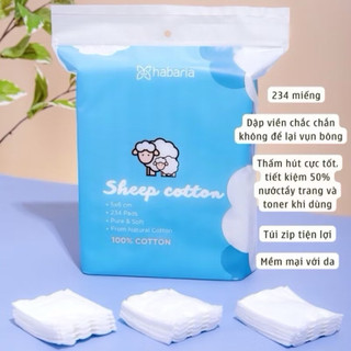 Bông Tẩy Trang Habaria Sheep Cotton 234 Miếng mềm mại, bền bỉ, làm sạch sâu, mẫu mới siêu tiện lợi.