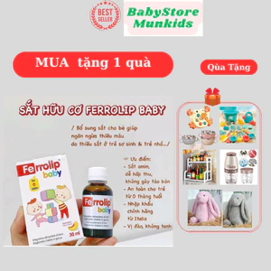 Sắt Siro Ferrolip Baby Vị Đào Thơm Ngon Cho Bé Lọ 30 ML date mới_ Babystore munkids