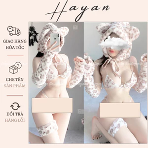 CP20 Cosplay da báo đốm đáng yêu, bộ đồ mèo kèm mũ quyến rũ gợi cảm CP20