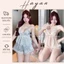 HT145a Bộ ngủ 2s sexy hoạ tiết nơ kèm ĐỆM LÓT,đồ ngủ lụa cao cấp xẻ v1 tôn dáng HT145a MÚT