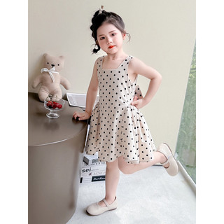 sẵn90 -order quảng châu-váy chấm bi trắng đen nơ lưng cho bé gái
