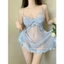 HT195 Váy ngủ sexy xoắn nơ xuyên thấu có GỌNG tôn dáng,đồ ngủ ren dáng xoè gợi cảm HT195