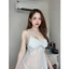 HT195 Váy ngủ sexy xoắn nơ xuyên thấu có GỌNG tôn dáng,đồ ngủ ren dáng xoè gợi cảm HT195