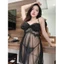 HT195 Váy ngủ sexy xoắn nơ xuyên thấu có GỌNG tôn dáng,đồ ngủ ren dáng xoè gợi cảm HT195