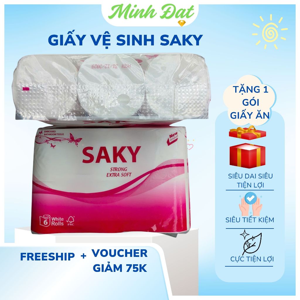 Giấy Vệ Sinh Cuộn Cao Cấp Saky 6 Cuộn Giấy Vệ Sinh Không Chất Tẩy Trắng ...