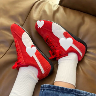 Giày thời trang bigsize nam nữ đế bệt dáng thể thao cổ thấp Pu màu đỏ red trắng êm nhẹ cao cấp, sneaker thời trang hot