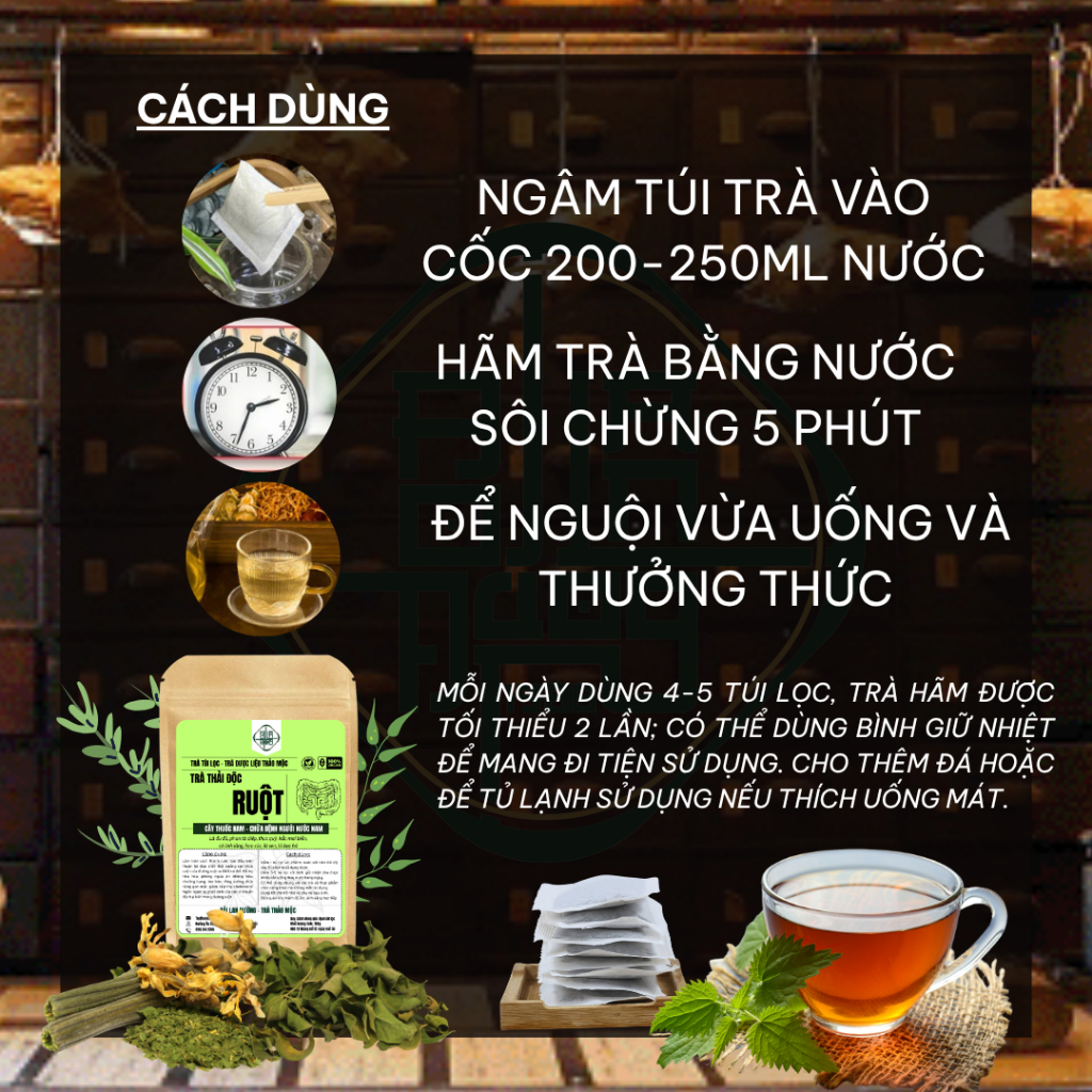 Trà Thải Độc Ruột Nature Tea Bội Lan Đường,Sạch Đường Ruột, Giảm Táo Bón,Hỗ Trợ Tiêu Hóa,Bịch 50 lọc