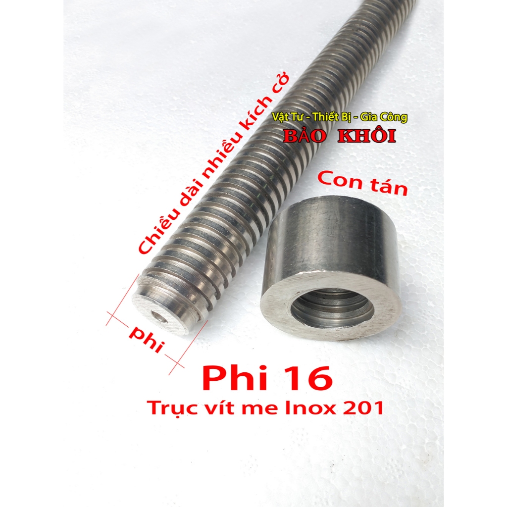 Trục vít me INOX phi 16 mm ren vuông kèm tán óc | Shopee Việt Nam