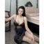 HT133a Váy ngủ sexy phối ren dây đan lưng sang chảnh, đồ ngủ lụa dáng xoè gợi cảm HT133a