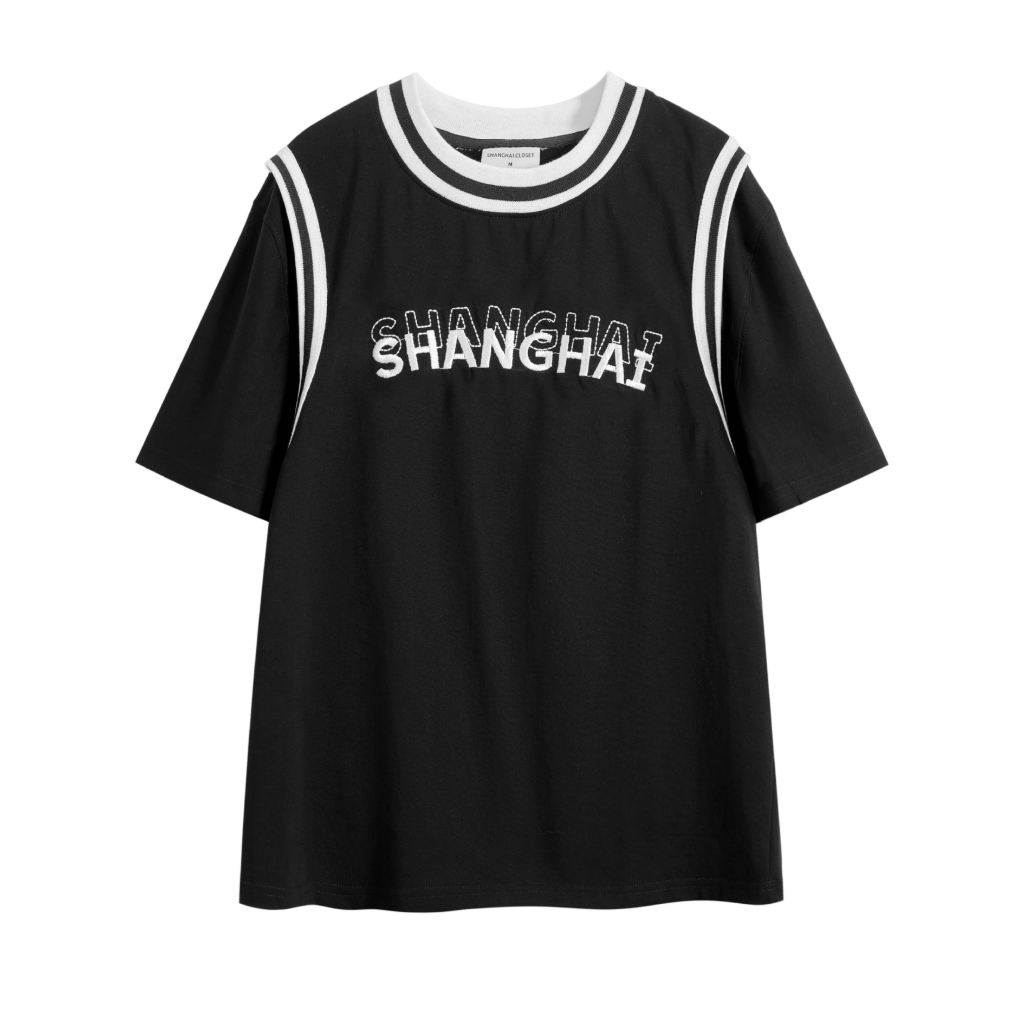 Áo thun Nam THÊU CHỮ NỔI Cotton 250MSG, Co Dãn, Regular Fit, Dễ Phối Outfit- SHINGHAI