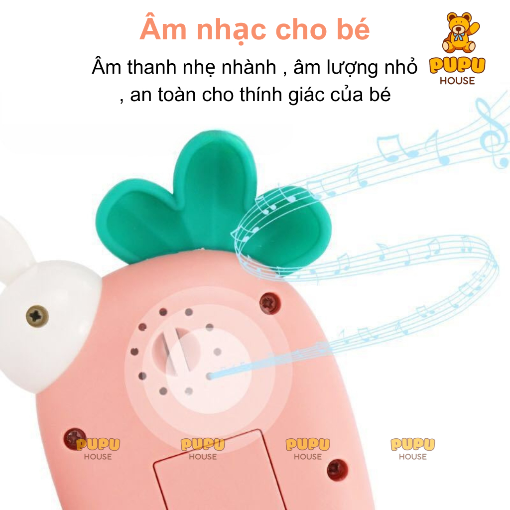 Điện Thoại Thỏ Cà Rốt Có Nhạc Điện Thoại Đồ Chơi Gặm Nướu Thỏ Gặm Cà Rốt Phát Nhạc Đèn Hình Thú - Đồ Chơi PUPU HOUSE