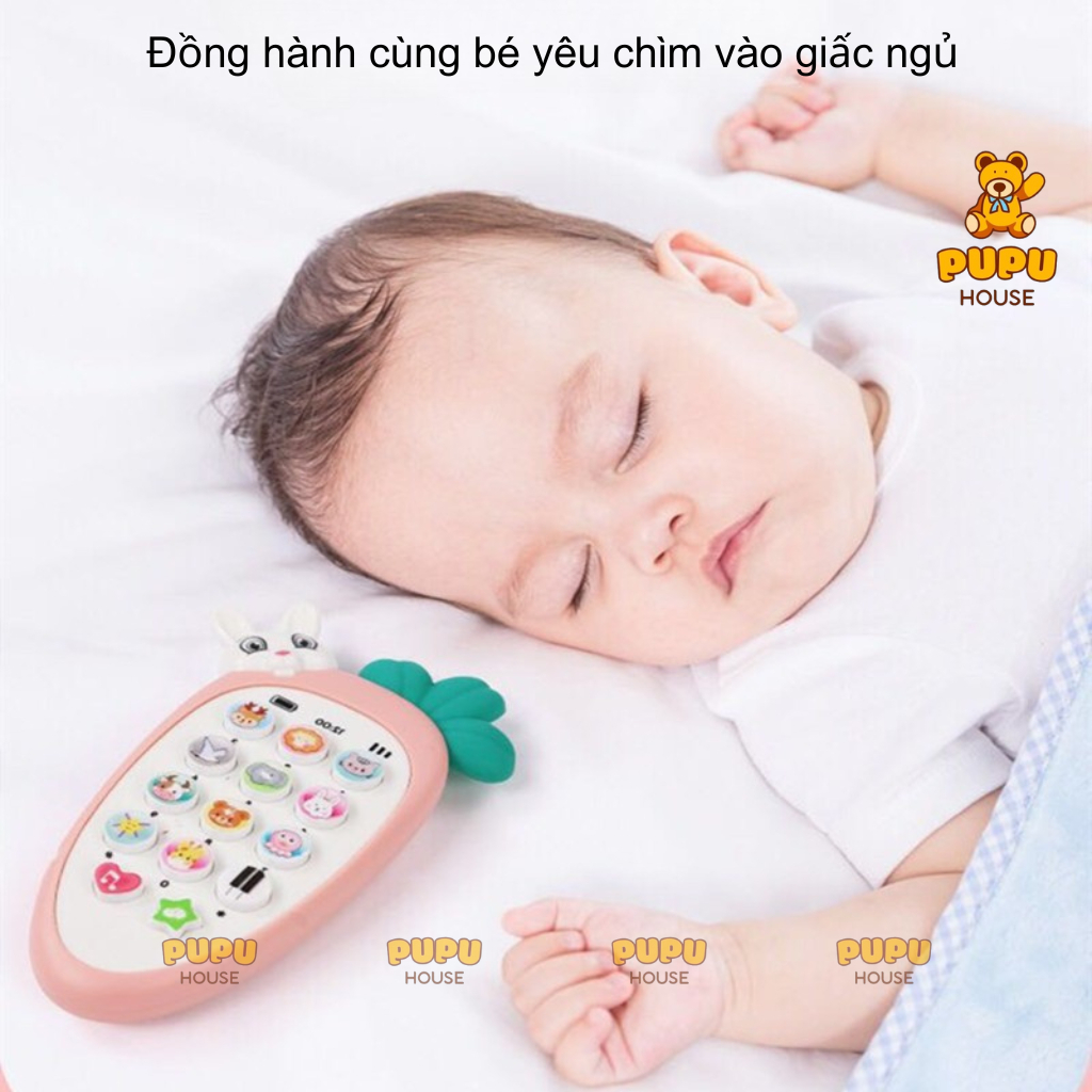 Điện Thoại Thỏ Cà Rốt Có Nhạc Điện Thoại Đồ Chơi Gặm Nướu Thỏ Gặm Cà Rốt Phát Nhạc Đèn Hình Thú - Đồ Chơi PUPU HOUSE