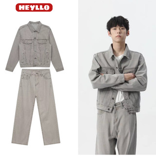 Set Jeans Demin Nam Nữ Gồm Áo Crop và Quần Ống Suông Màu Hot