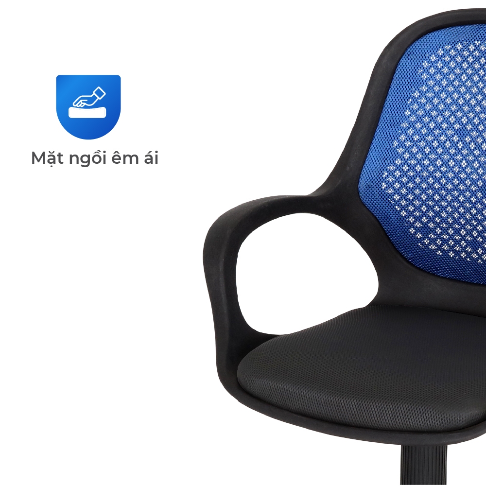 Ghế văn phòng Dona QUI PHÚC, lưng lưới, dễ lắp đặt, chắc chắn, bền bỉ, chân xoay 360 độ, linh hoạt