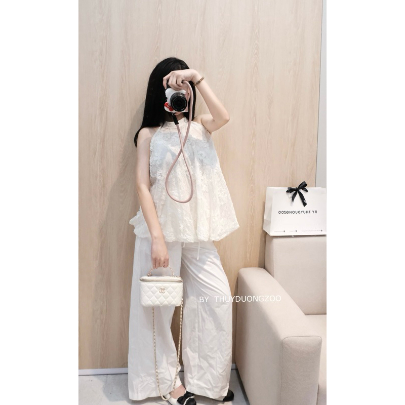 THUYDUONGZOO - ÁO YẾM REN HOA BÔNG NỔI DÁNG BỒNG