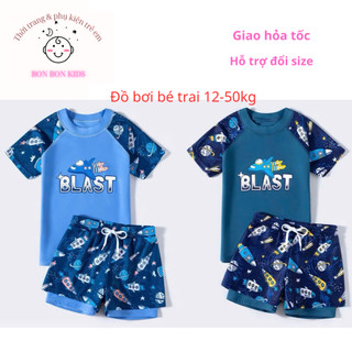 Đồ bơi bé trai quần đùi 2 lớp họa tiết tàu vũ trụ Blast ,Bộ quần áo bơi bé trai 13-55kg