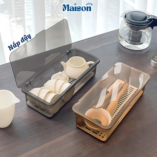 Hộp đựng đũa muỗng đa năng MAISON , đựng cọ trang điểm có nắp đậy chống bụi bẩn và tiện dụng