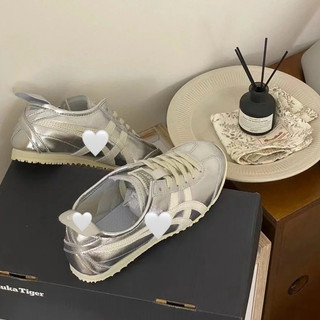 Giày thời trang Onit_suka Tig_er nữ sliver màu bạc đế đệt dáng thể thao siêu êm nhẹ , sneaker đế thấp dễ thương cao cấp
