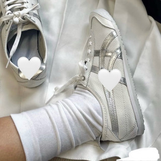 Giày thời trang Onit_suka Ti_ger bigsize nữ đế bệt màu trắng bạc cao cấp , sneaker thời trang nữ cao cấp da xịn êm nhẹ