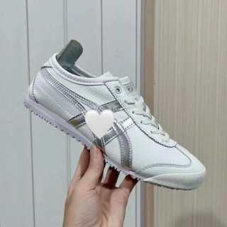 Giày thời trang Onit_suka Ti_ger bigsize nữ đế bệt màu trắng bạc cao cấp , sneaker thời trang nữ cao cấp da xịn êm nhẹ