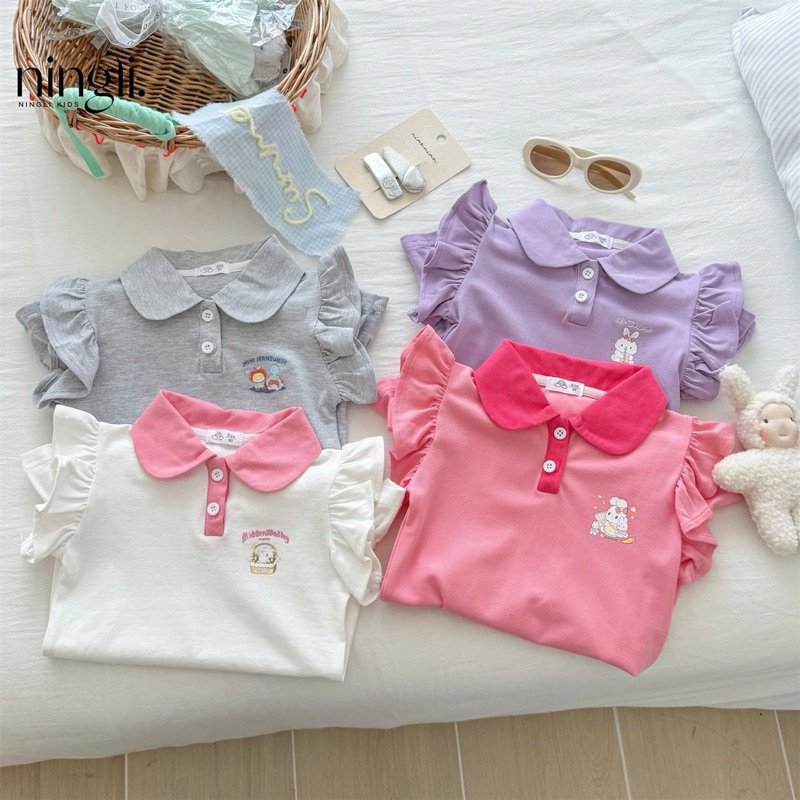 (Order) Váy dáng tenis đuôi cá cổ bèo khuy phong cách thể thao dành cho bé gái