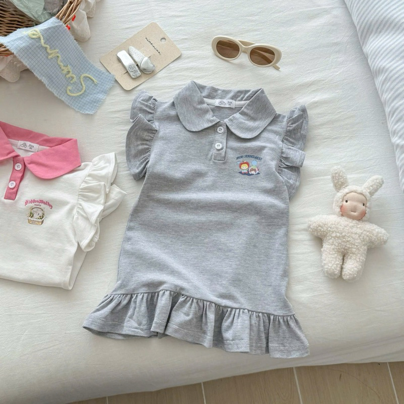 (Order) Váy dáng tenis đuôi cá cổ bèo khuy phong cách thể thao dành cho bé gái