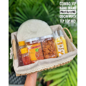 COMBO bánh tráng phơi sương MUỐI TÉP HÀNH - BƠ BÉO - TẶNG TÓP MỠ RIM CAY - Bánh Tráng Mạnh Hùng