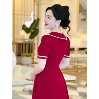 ĐẦM NỮ DÁNG XÒE KẾT BÔNG GIỮA PHỐI VIỀN CỔ NỔI BẬT PHONG CÁCH SANG TRỌNG NỮ TÍNH PHÙ HỢP THỜI TRANG