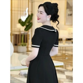 ĐẦM NỮ DÁNG XÒE KẾT BÔNG GIỮA PHỐI VIỀN CỔ NỔI BẬT PHONG CÁCH SANG TRỌNG NỮ TÍNH PHÙ HỢP THỜI TRANG