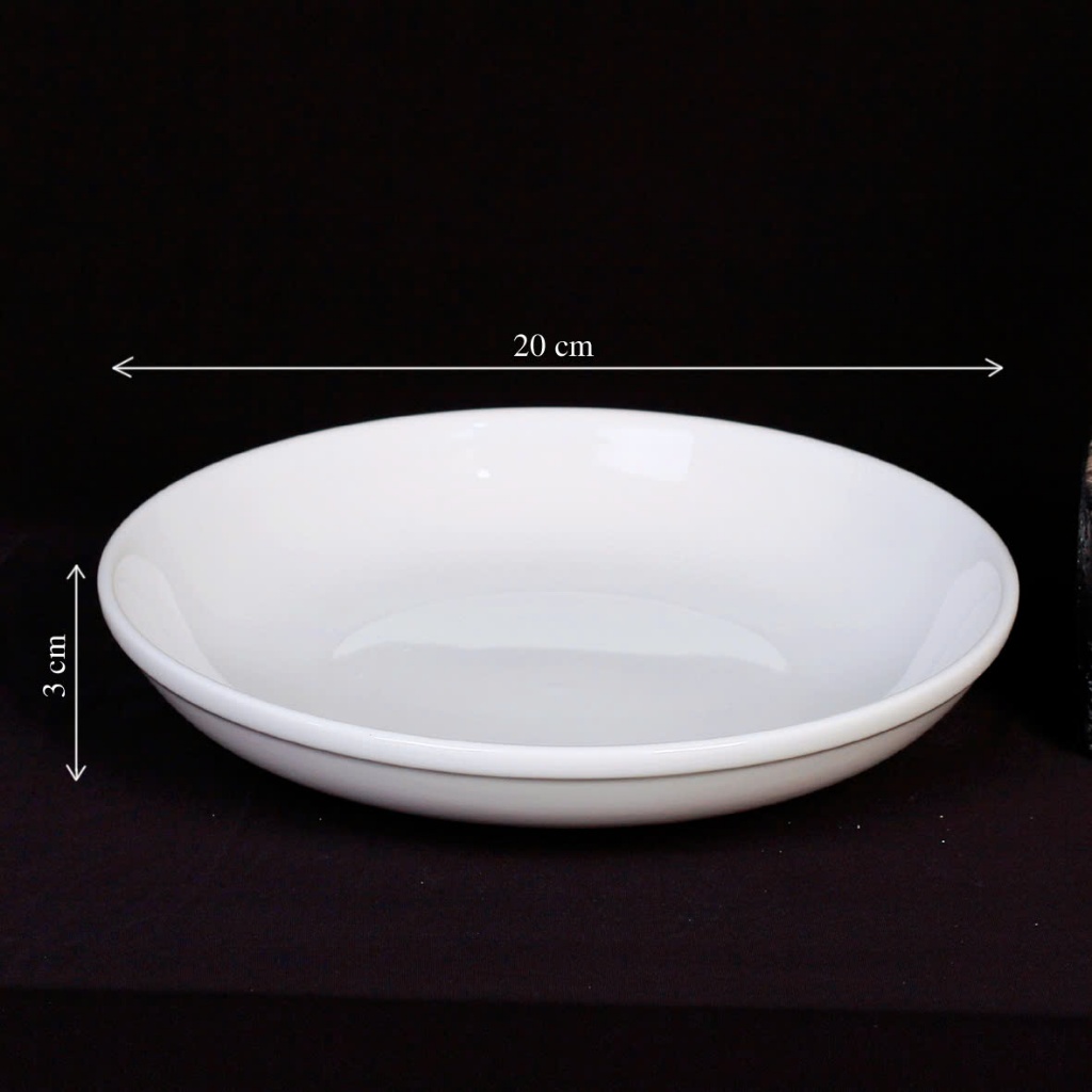 Đĩa tròn dáng loe sâu lòng - Trắng trơn- Nhiều size