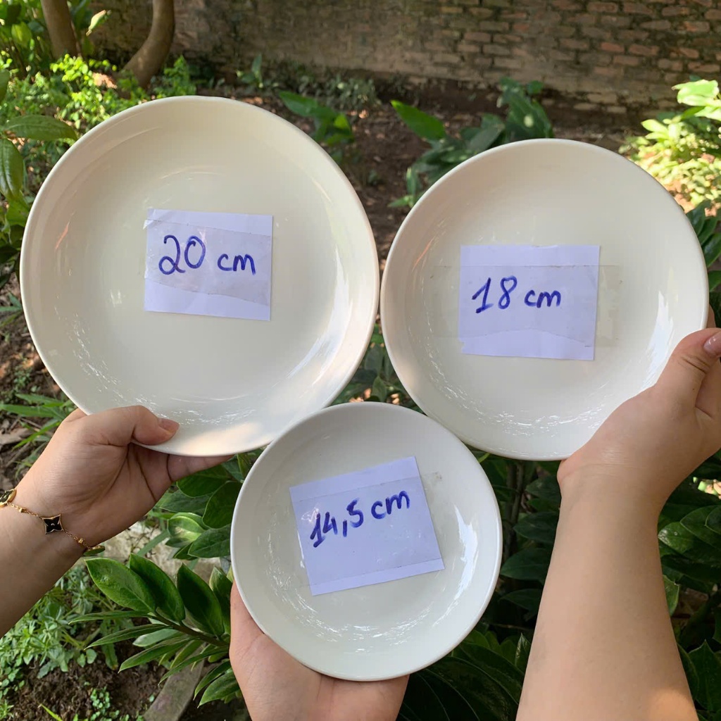 Đĩa tròn dáng loe sâu lòng - Trắng trơn- Nhiều size