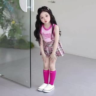 S431-Set áo ba lỗ phối chân váy xếp ly cho bé gái size từ 8-30Kg