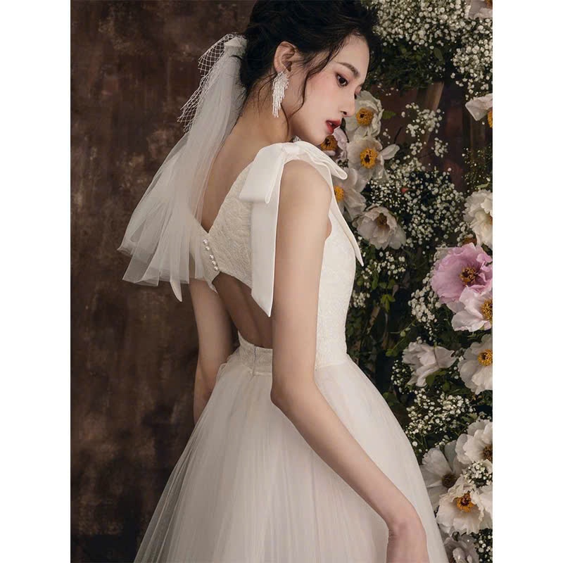Đầm Hở Lưng Cao Cấp Phối Nơ Vai – Sang Trọng, Nữ Tính