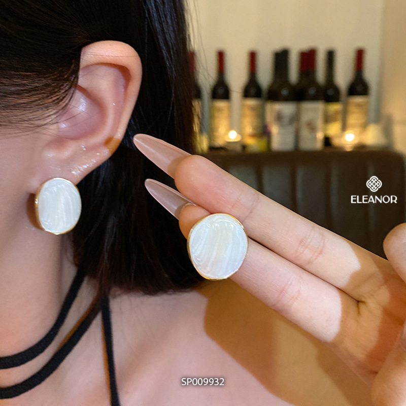 Bông tai nữ chuôi bạc 925 Eleanor Accessories hình tròn phụ kiện trang sức khuyên tai 9932