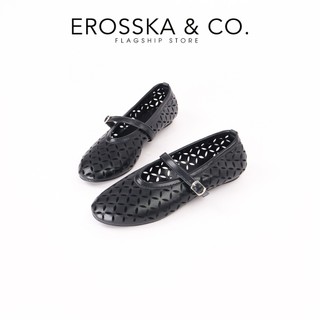 Erosska - Giày búp bê nữ đế bệt dẻo, mũi tròn chất da mềm thiết kế khắc lazer thời trang - EL065