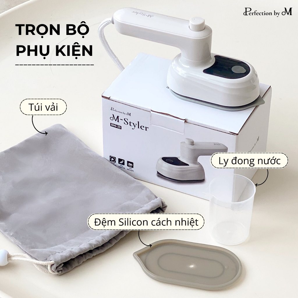 Bàn Là Phun Ẩm Mini M-Styler Hàn Quốc – Nhỏ Gọn, Du Lịch, Là Mọi Ngóc Ngách, Chứng Nhận KC An Toàn