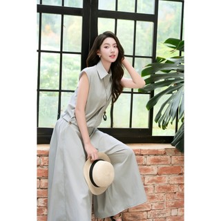 Áo Sơ Mi Cổ Đức Sát Nách Dây Rút Phối Quần Ống Rộng Chun Sau LAMER O61H25H005 O64W25H001 L61H25H032 L64W25H003 (2 bản)