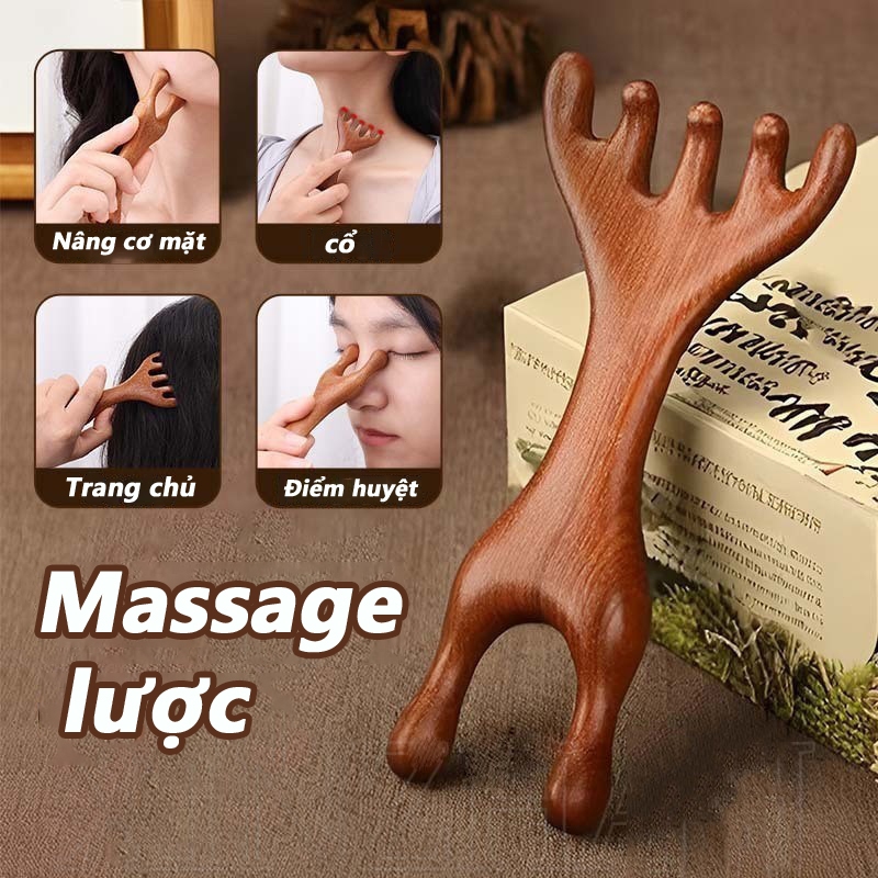 Lược Massage Gỗ Hươu Chăm Sóc Da Đầu - Hình ảnh thực tế