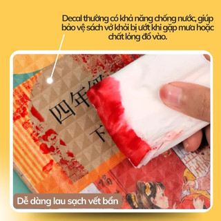 Combo 30 bọc Decal + 30 nhãn vở size nhỏ, size nhỡ, size lớn cho học sinh từ lớp 1-12
