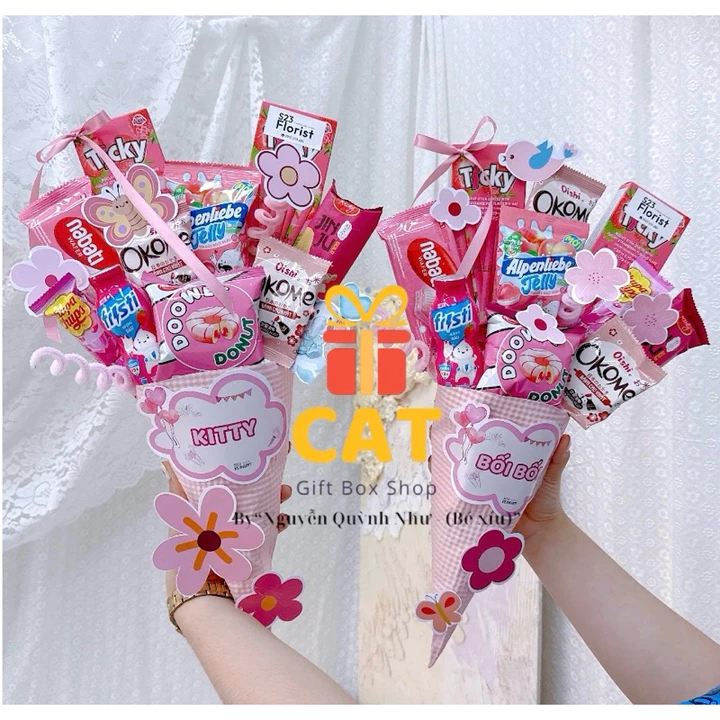 Quà tặng ốc quế mix cùng đồ dùng học tập , bánh kẹo , quà tặng tốt nghiệp , quà tặng sinh nhật , quà ốc quế đáng yêu