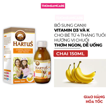 Canxi Hartus cho bé, Bổ sung vitamin D3, vitamin K cho trẻ giúp tăng chiều cao, chắc khỏe xương - Chai 150ml Laboratoria