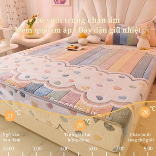 Ga Nỉ Nhung Sữa Mùa hè Mềm mại thân thiện với da 1m6 1m8 Bộ chăn ga gối đệm 3 món