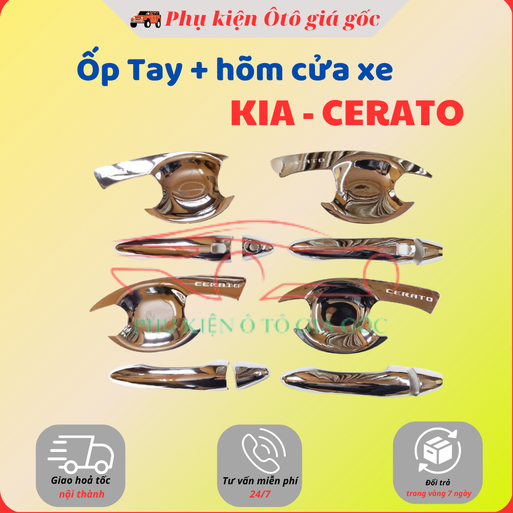 Bộ ốp tay nắm, hõm xe Kia Cerato 2014 -2018, Kia K3 2014-2018 mạ crom cao cấp
