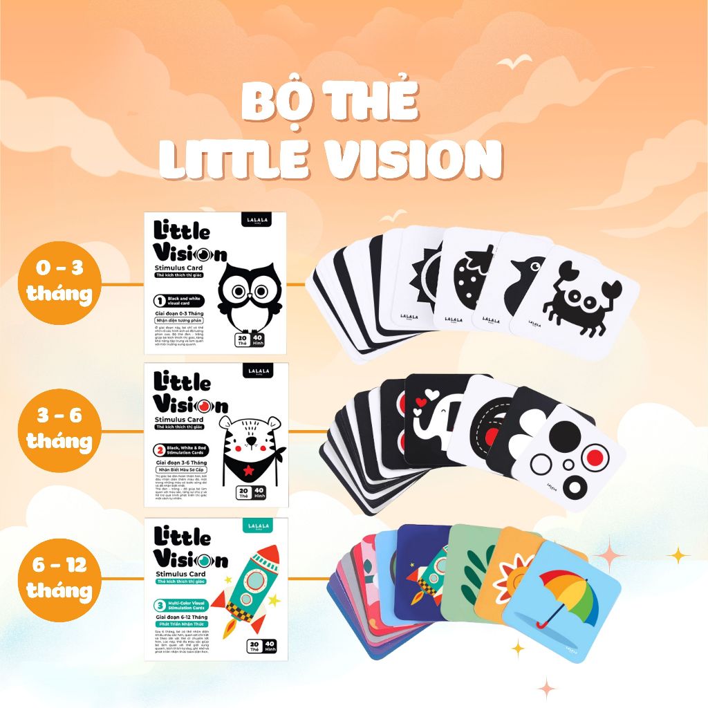 Đồ chơi tranh kích thích thị giác Little Vision Lalala Baby flashcard kích thích thị giác cho bé