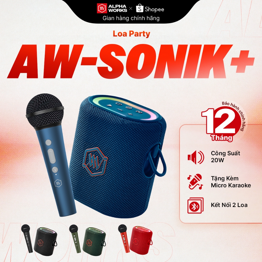 [KÈM MICRO] Loa Karaoke Mini Di Động ALPHA WORKS SONIK PLUS - Hàng Chính hãng