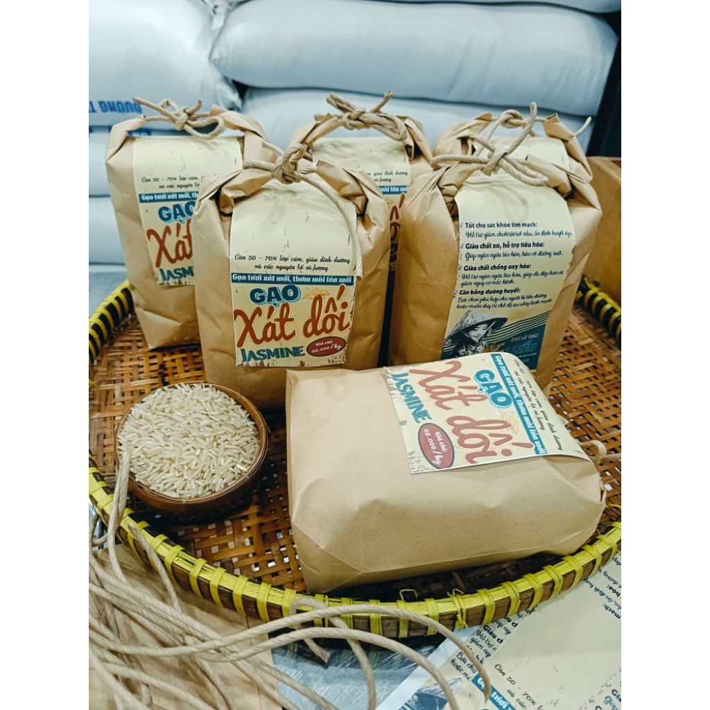 5kg gạo Jasmine xát dối - gạo tươi xát mới, giàu vitamin & các nguyên tố vi lượng - tốt cho người tiểu đường.