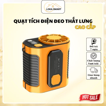 Quạt Đeo Thắt Lưng Pin 10000mAh – Quạt Đeo Hông, Đeo Cổ, Quạt Điều Hòa Mini 10 Cấp Độ Gió Dùng 10H