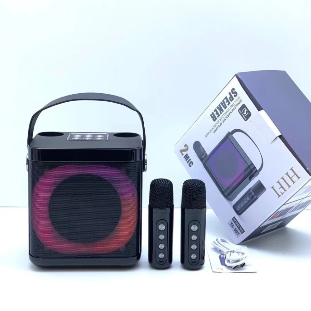 Loa Bluetooth Karaoke Kèm 2 Mic YS-307 Không Dây, Âm Thanh Siêu Hay, Bảo Hành 24 Tháng