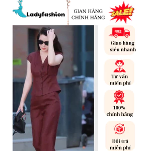 Set bộ chân váy xẻ tà sau dáng dài mix áo gile cổ V tay cộc màu đen và đỏ chất mềm mát chuẩn fom phong cách sang trọng.